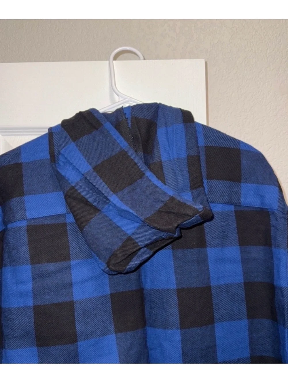 Forever 21 Blue and Black Plaid Hooded Shirt Jacket